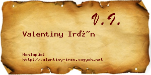 Valentiny Irén névjegykártya